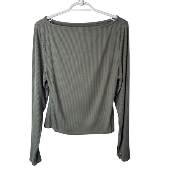 7 For All Mankind grey long-sleeve body-hugging blouse size L - Picture 3 of 6